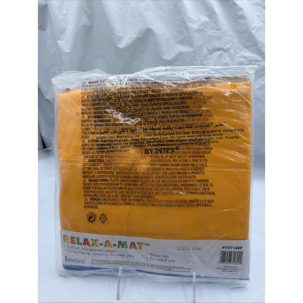 Inflatable Pool Float Bed 72" x 27" Relax-A- Mat Lounge Pool Raft Intex Orange - Picture 4 of 6